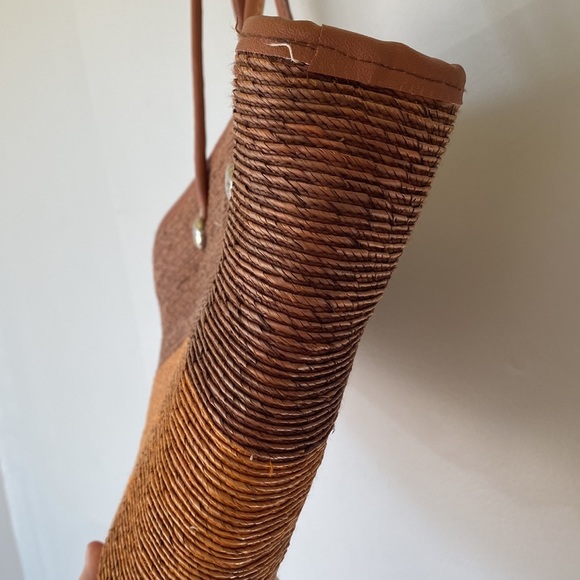 STRAW boho woven market basket bag - Picture 6 of 13